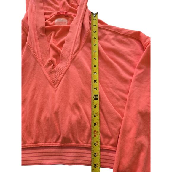Free People Movement Womens Grand Slam V-Neck Cropped Hoodie Hot Pink Medium - Picture 10 of 13